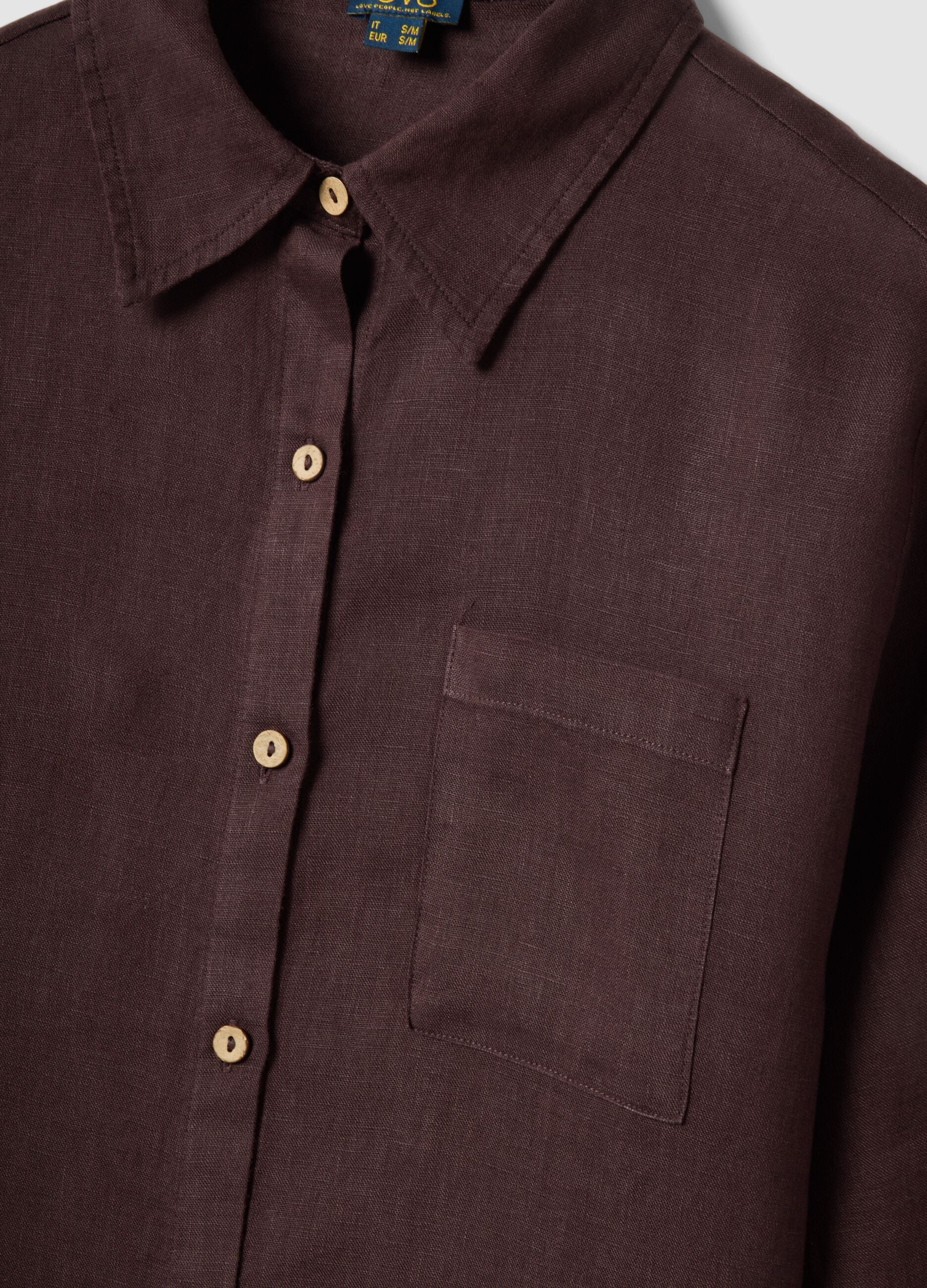 Brown pure linen beach cover-up