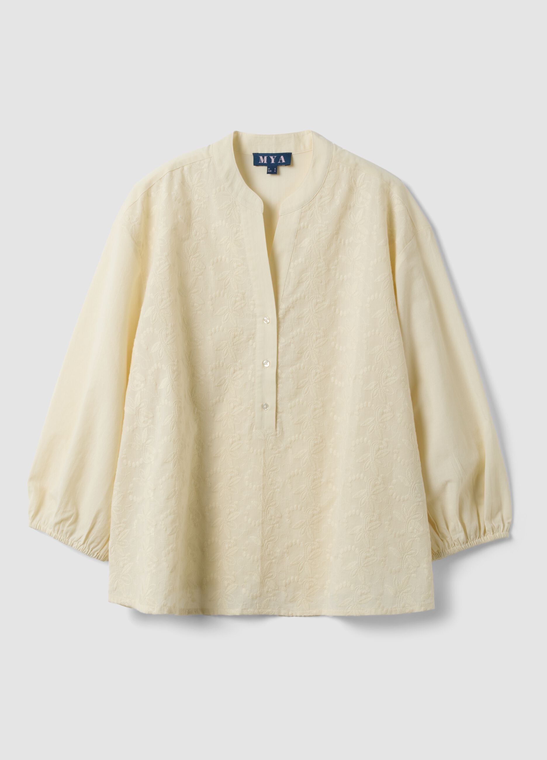 Beige pure cotton shirt with embroidery