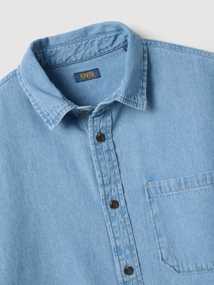 Sky blue denim pure cotton oversized fit shirt_5