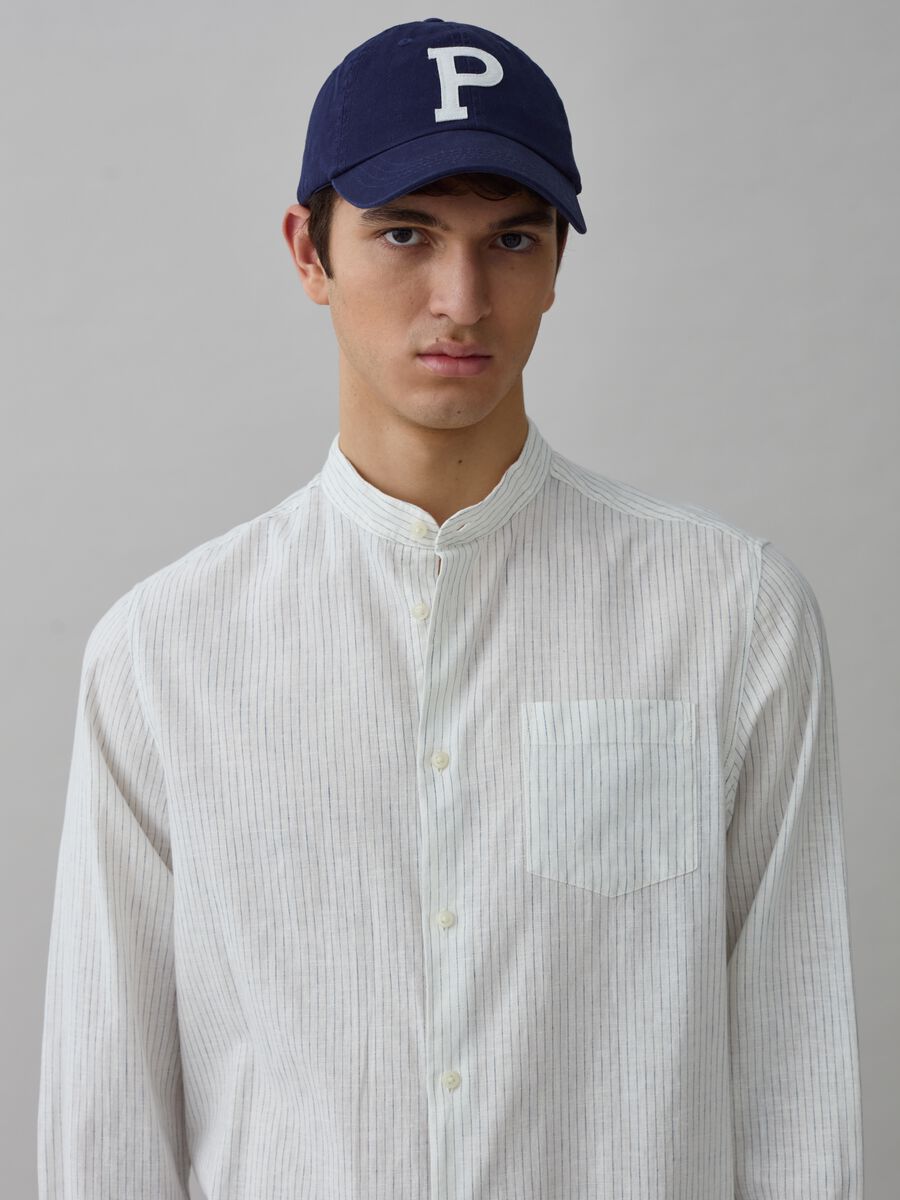 Linen and cotton shirt with thin stripes_1