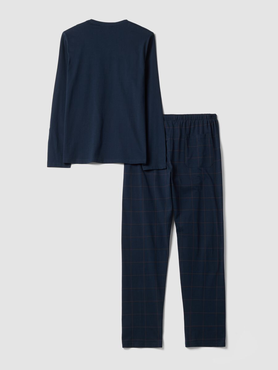 Blue pure organic cotton V-neck pyjamas_2