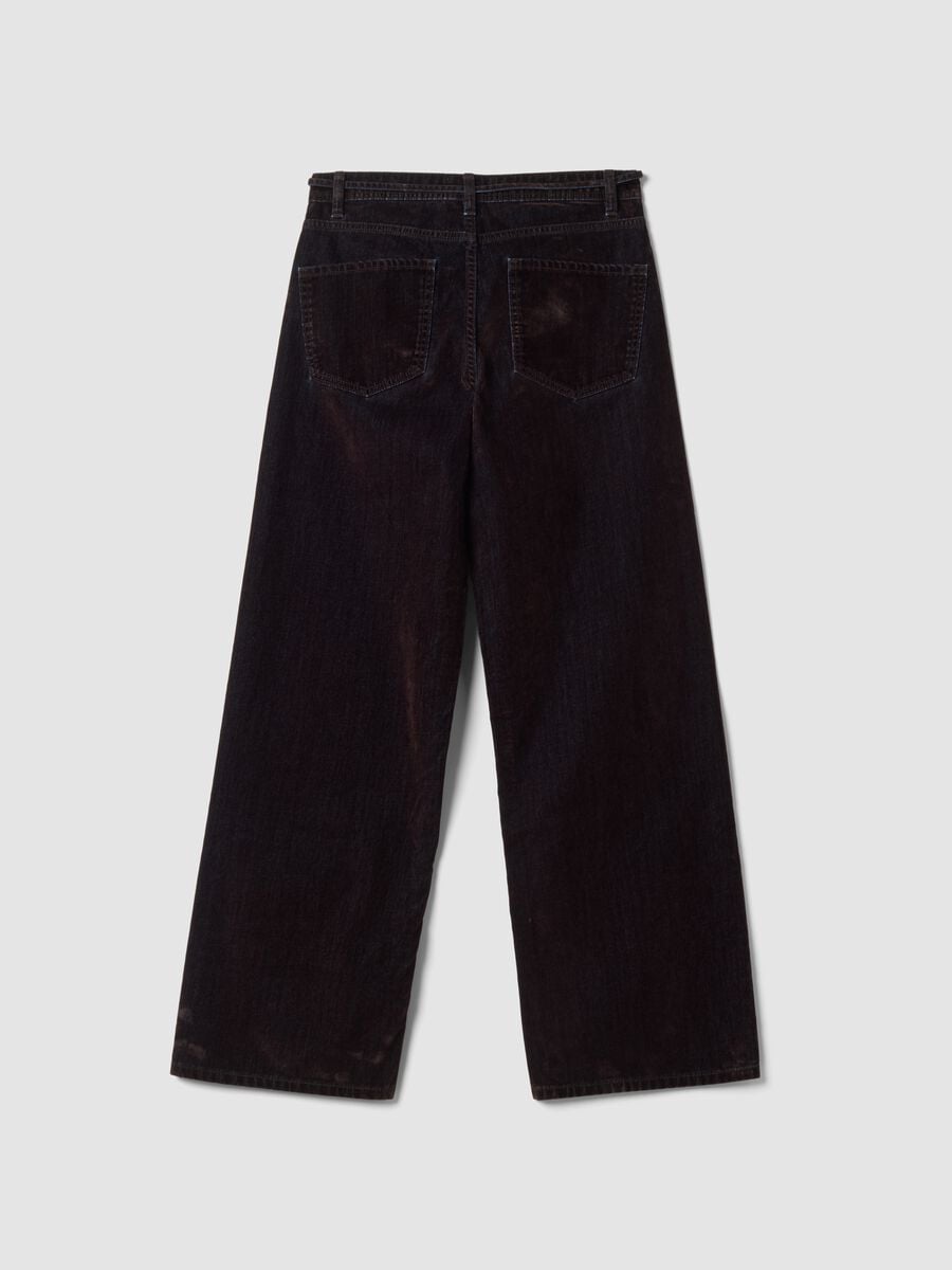 Wide-Leg-Jeans aus reiner Baumwolle in Blau und Braun_2