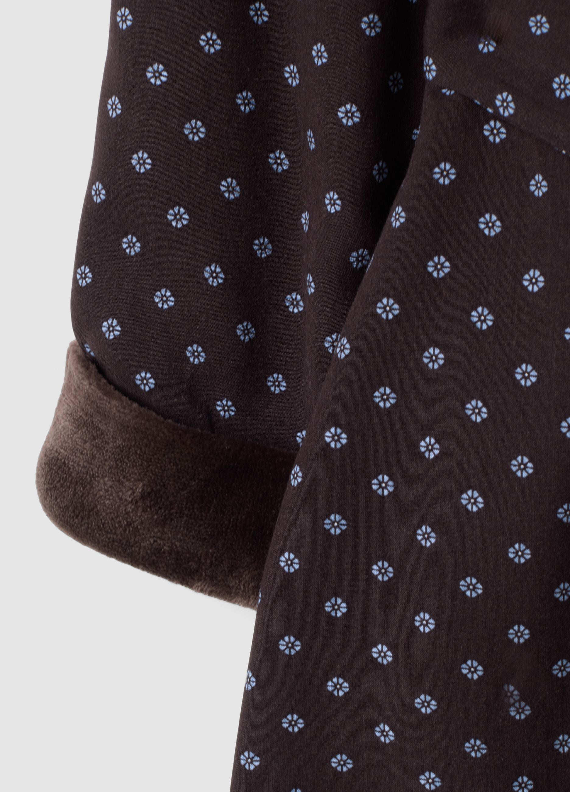 Vestaglia marrone in pura viscosa con fantasia micro floreale