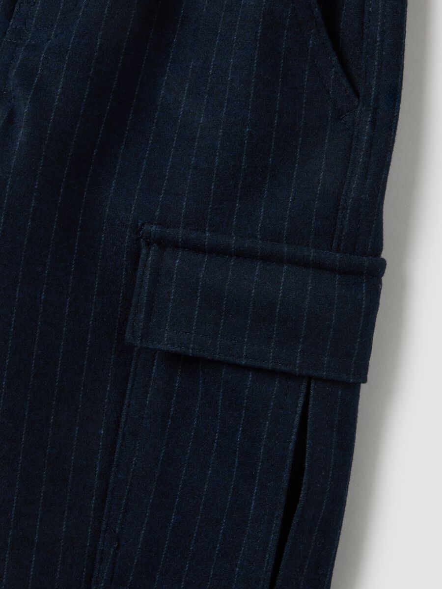 Children's Pinstripe Blue Cargo Trousers_2