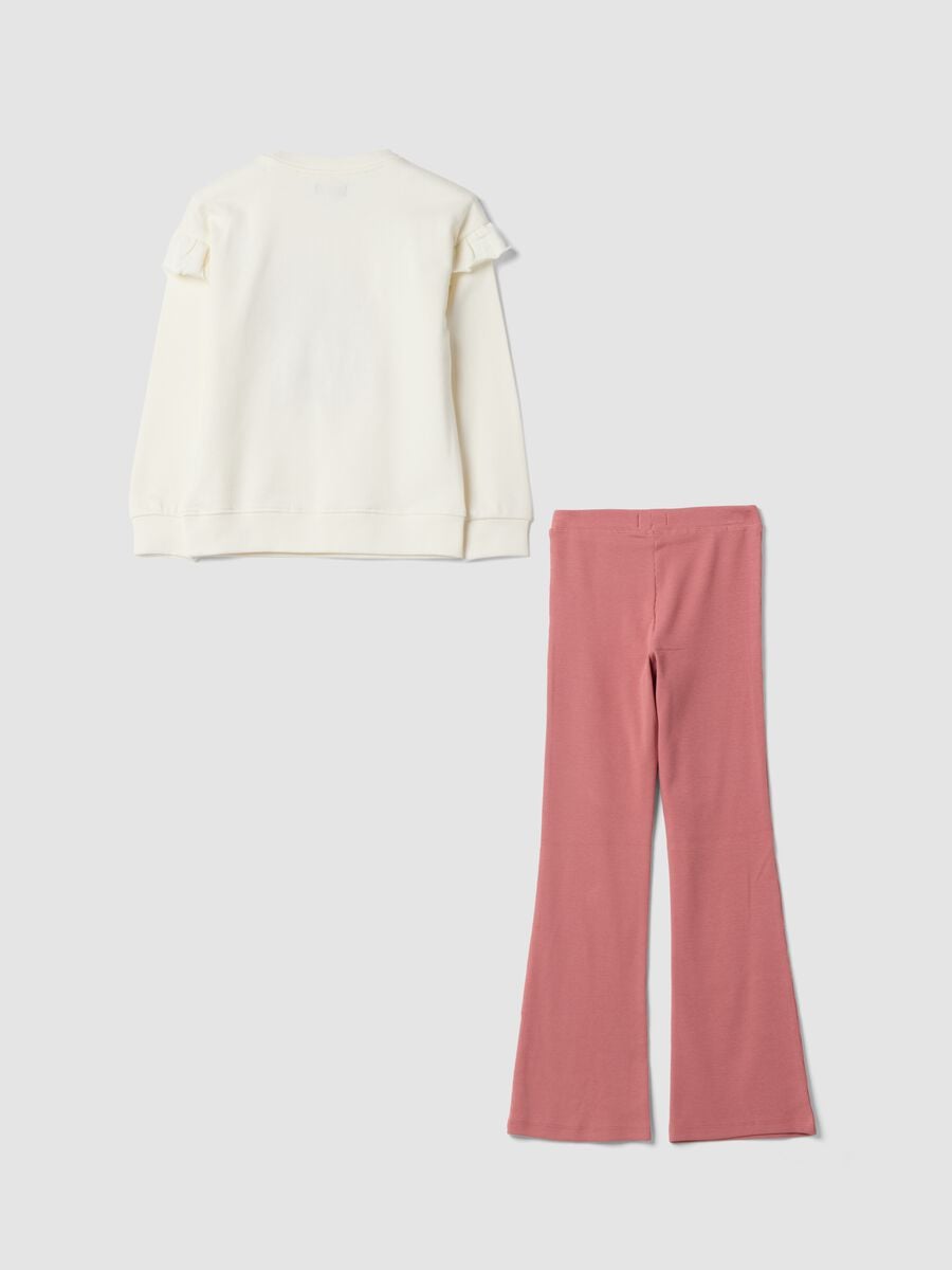Conjunto de fato de treino branco em algod&atilde;o puro com estampado de c&atilde;ozinho_1