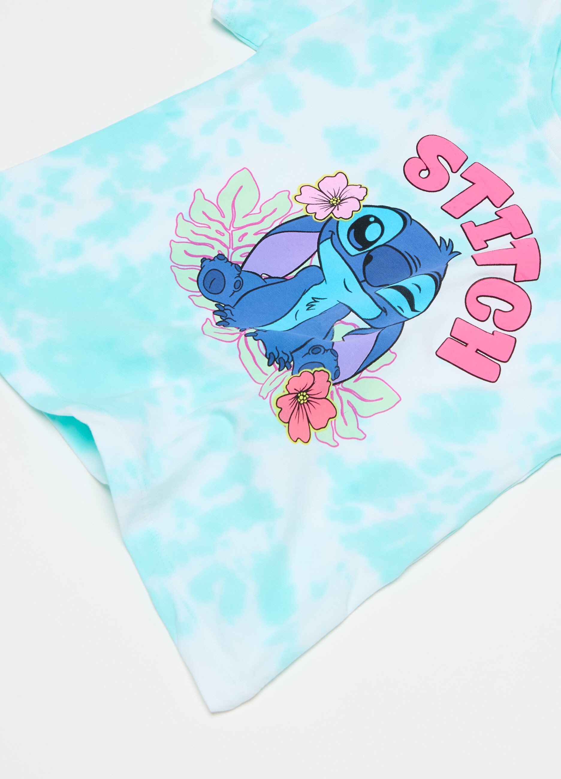 Tie-dye T-shirt with Stitch print