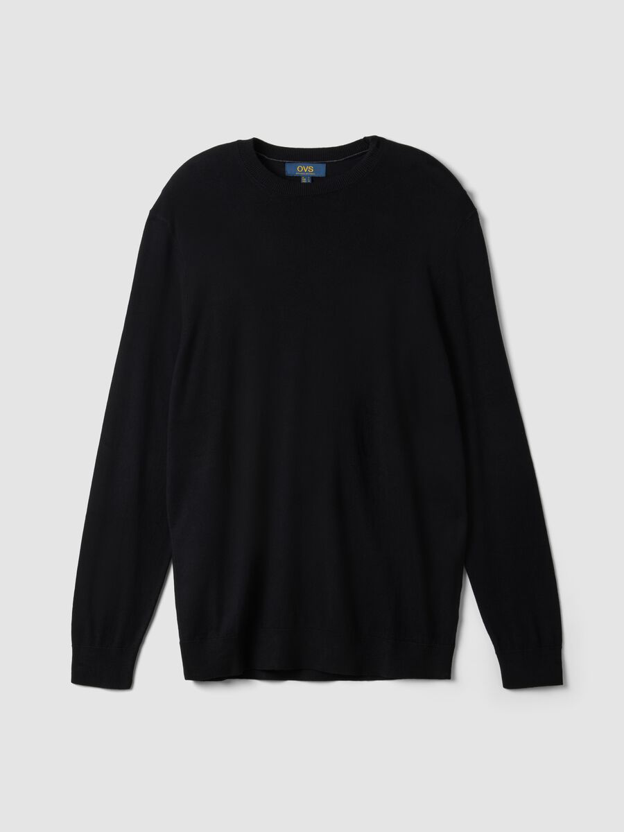 Black crew-neck viscose-blend jumper, regular fit_0