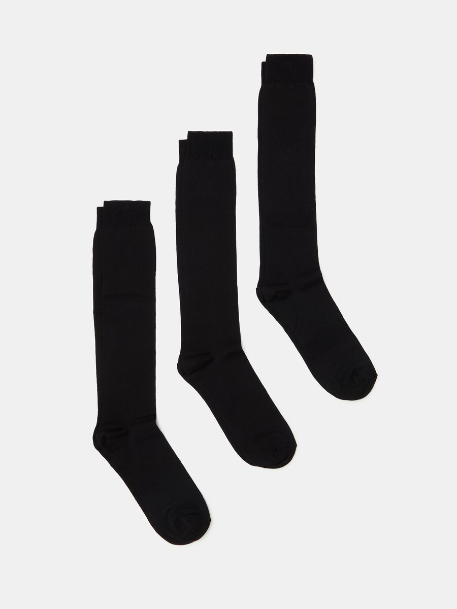 Three-pair pack long stretch cotton socks_0