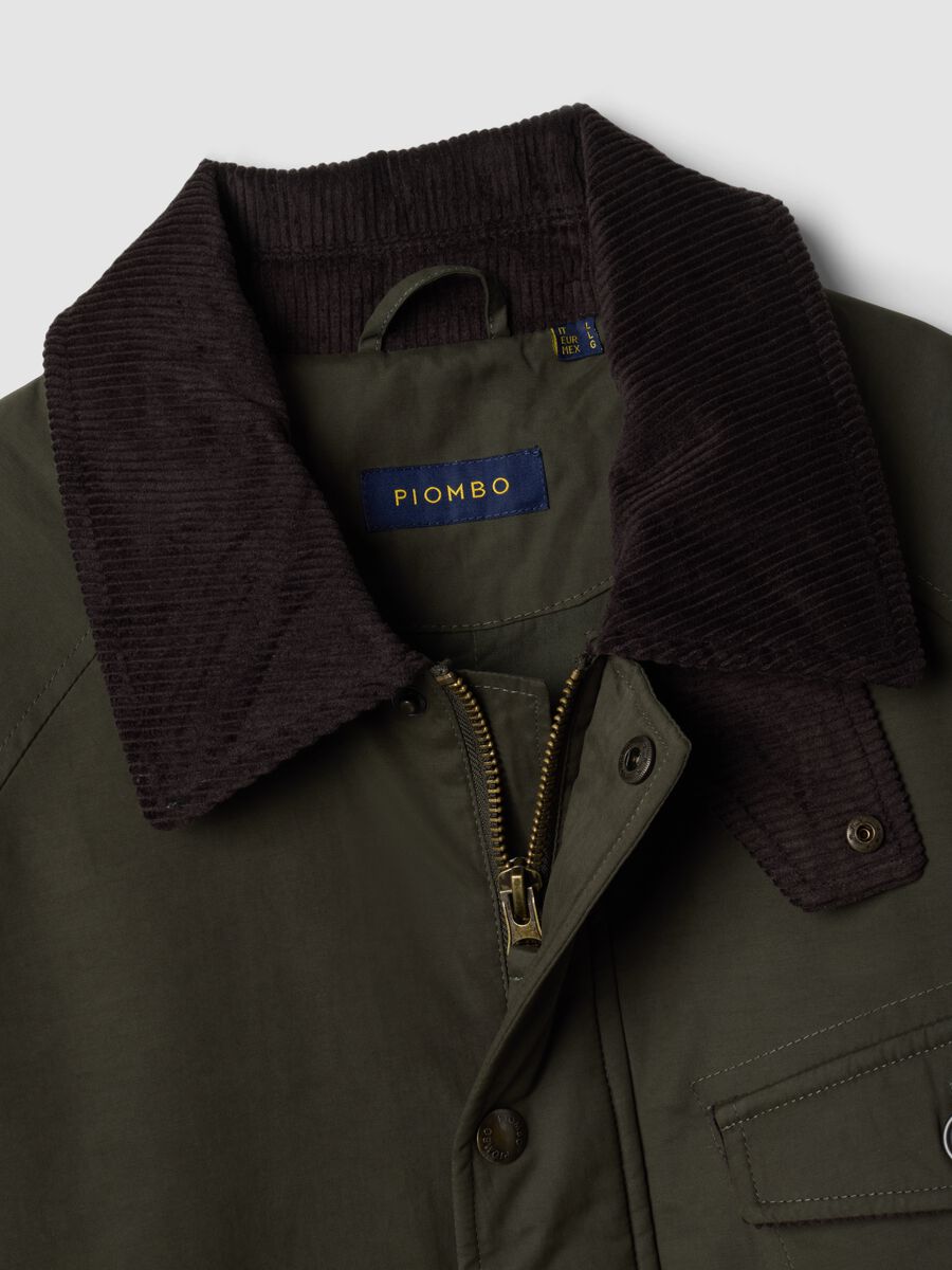 Green regular-fit jacket with zip and ribbed collar_1