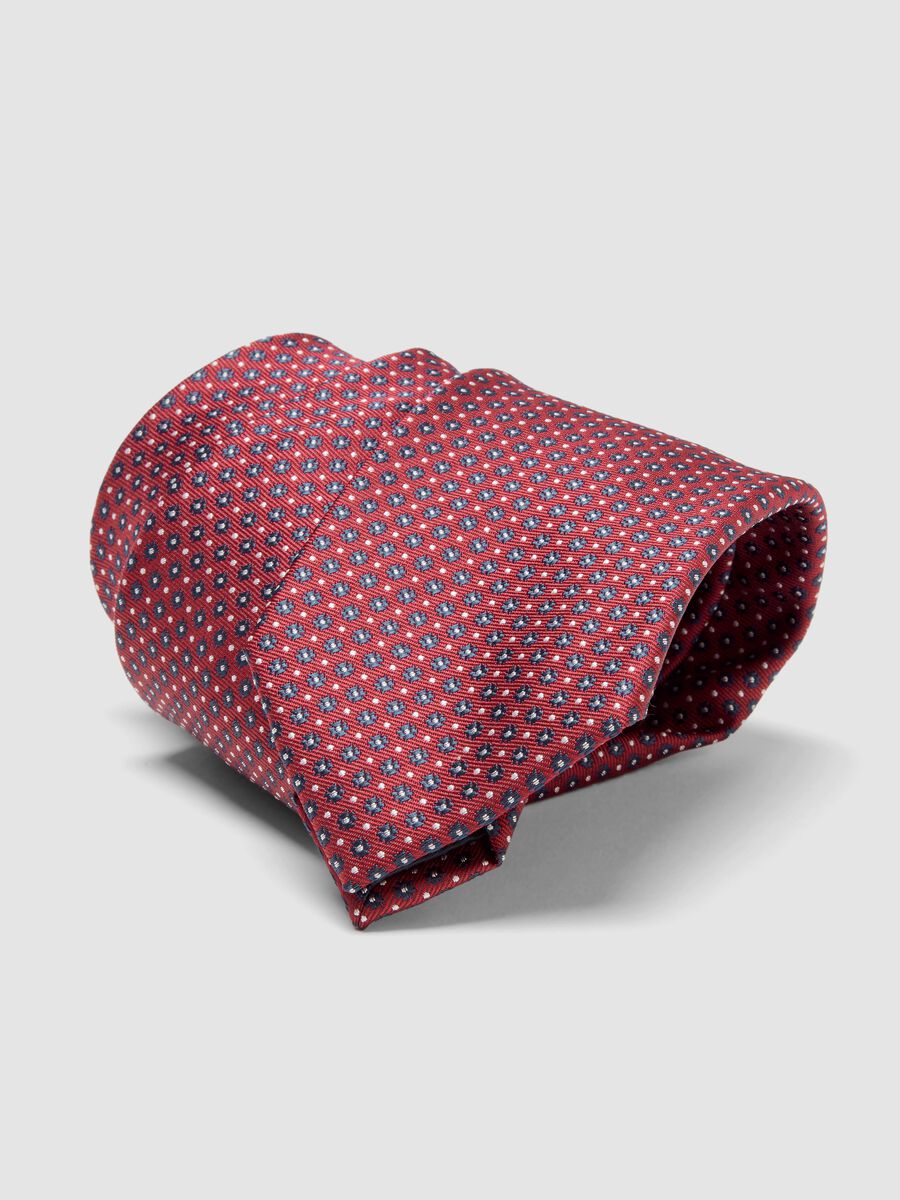 Red tie with micro-pattern, 7.5 cm blade_2