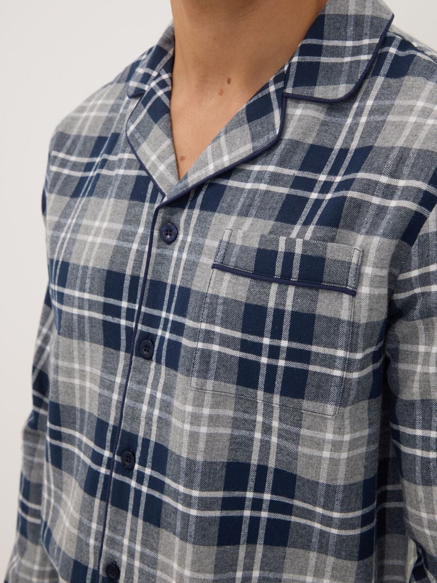 Grey and blue flannel pyjamas in pure organic cotton, regular fit_2