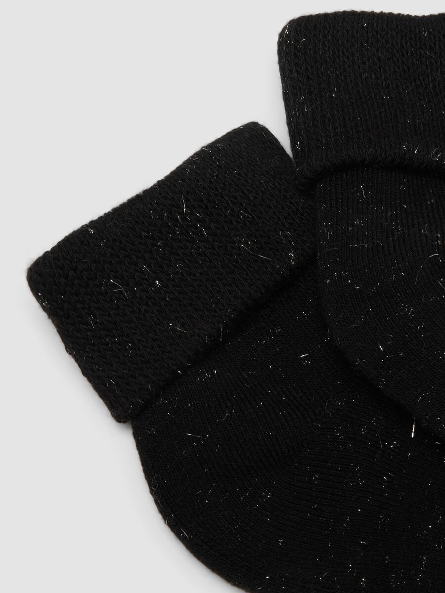 Calzini neri in cotone organico elasticizzato con risvolto_1