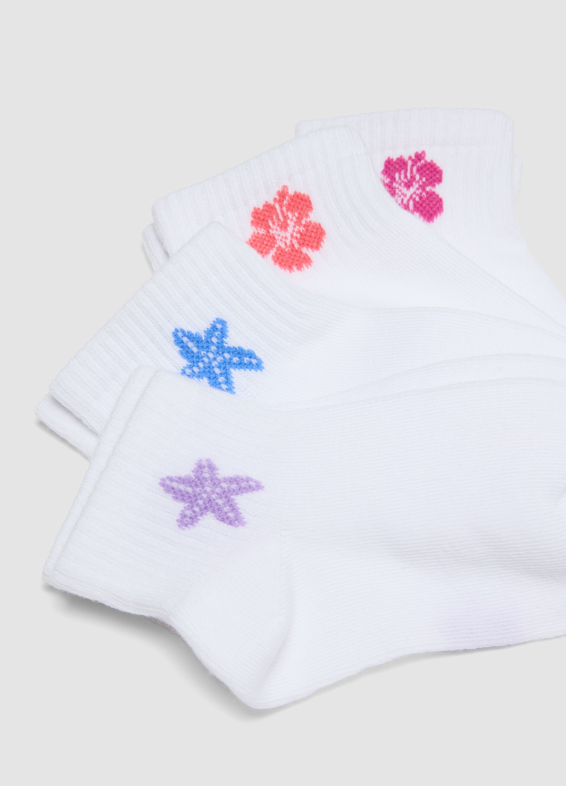 Girls&rsquo; multicolour stretch cotton-blend multipack socks