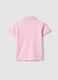 Girls' pink pure cotton polo, regular fit with embroidered flowers_4