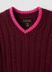 Maglia rossa in puro cotone a trecce con scollo a V per bambina_2