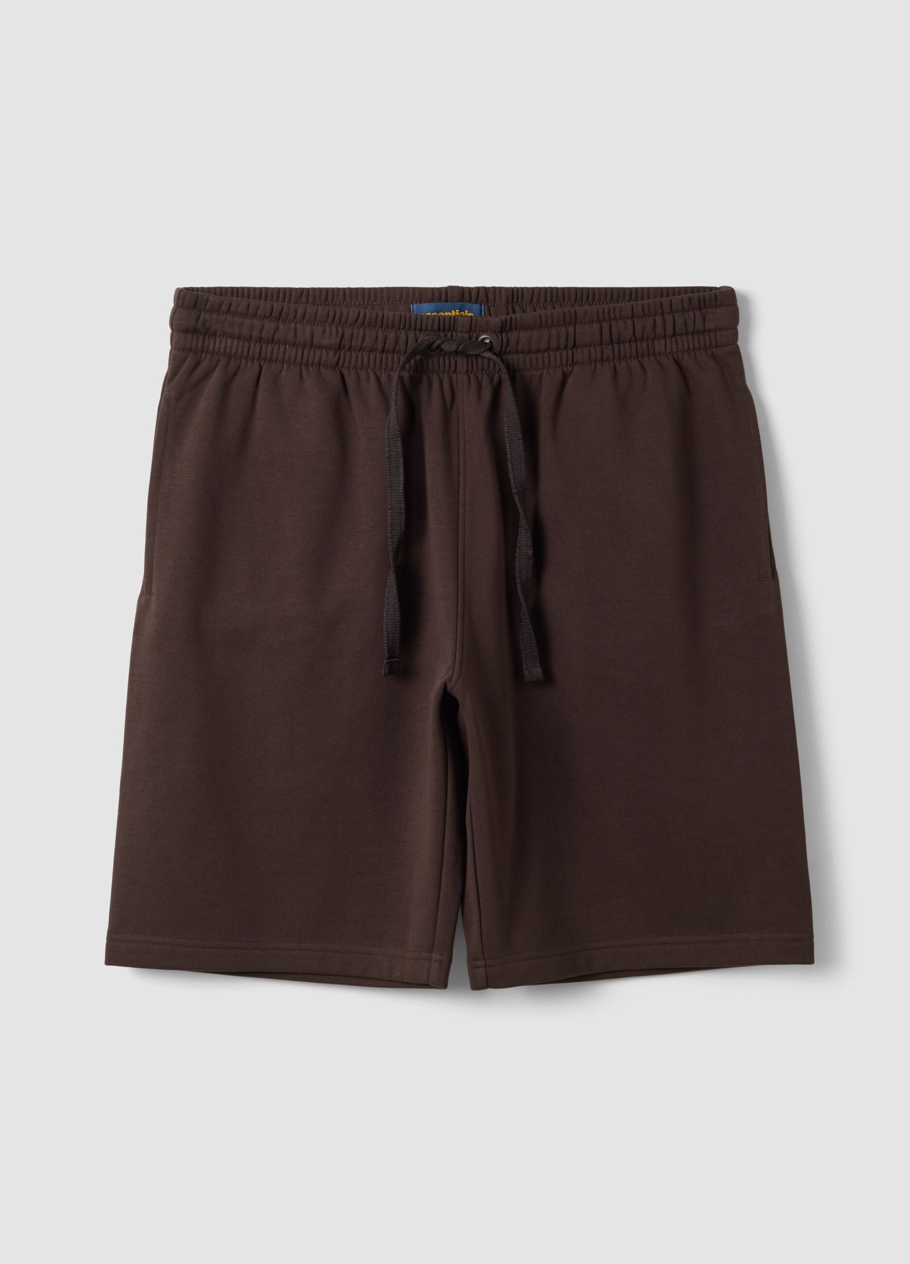 Braune Shorts aus Baumwollmix mit elastischem Bund, Regular Fit