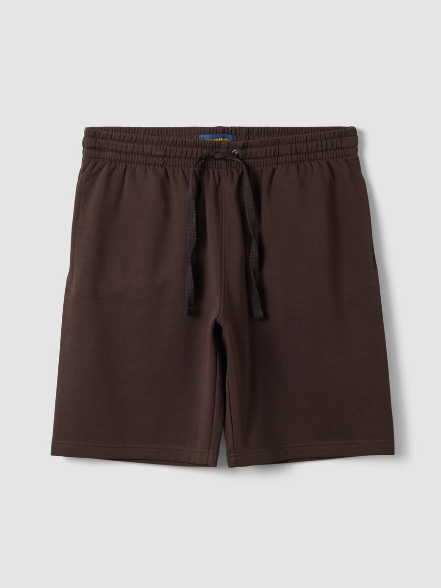 Brown cotton-blend shorts with elasticated waist, regular fit_4