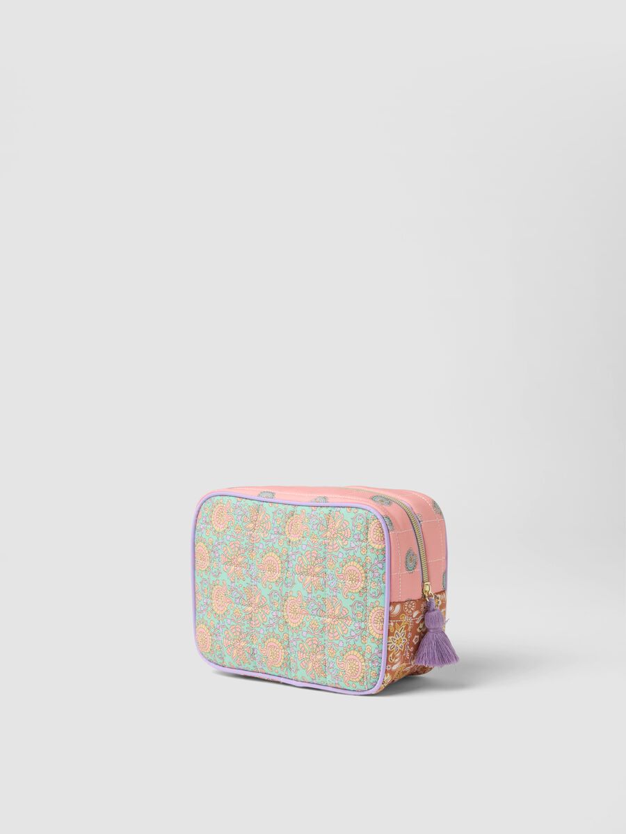 Multicoloured pure cotton vanity case with design_1