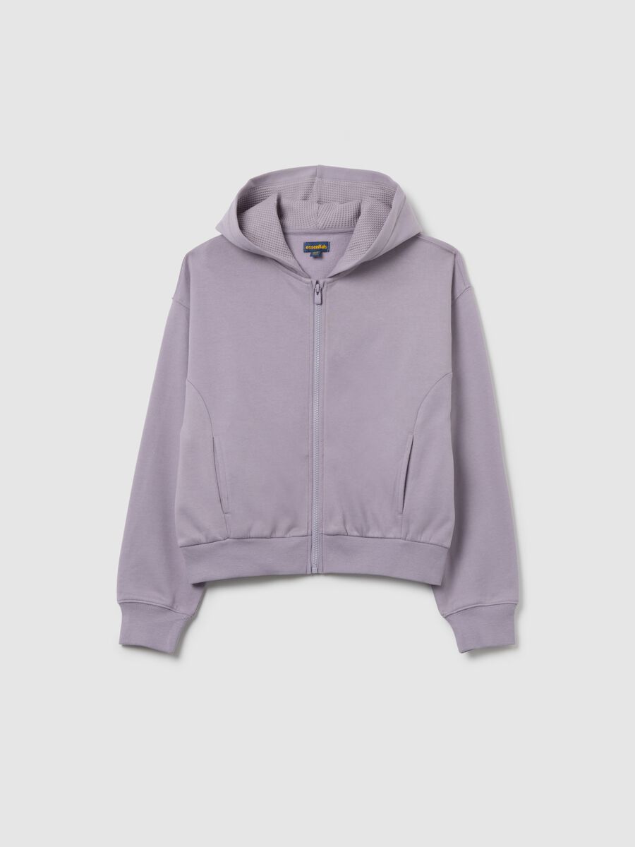 Girls' purple hoodie in pure cotton regular fit with hood and zip_3