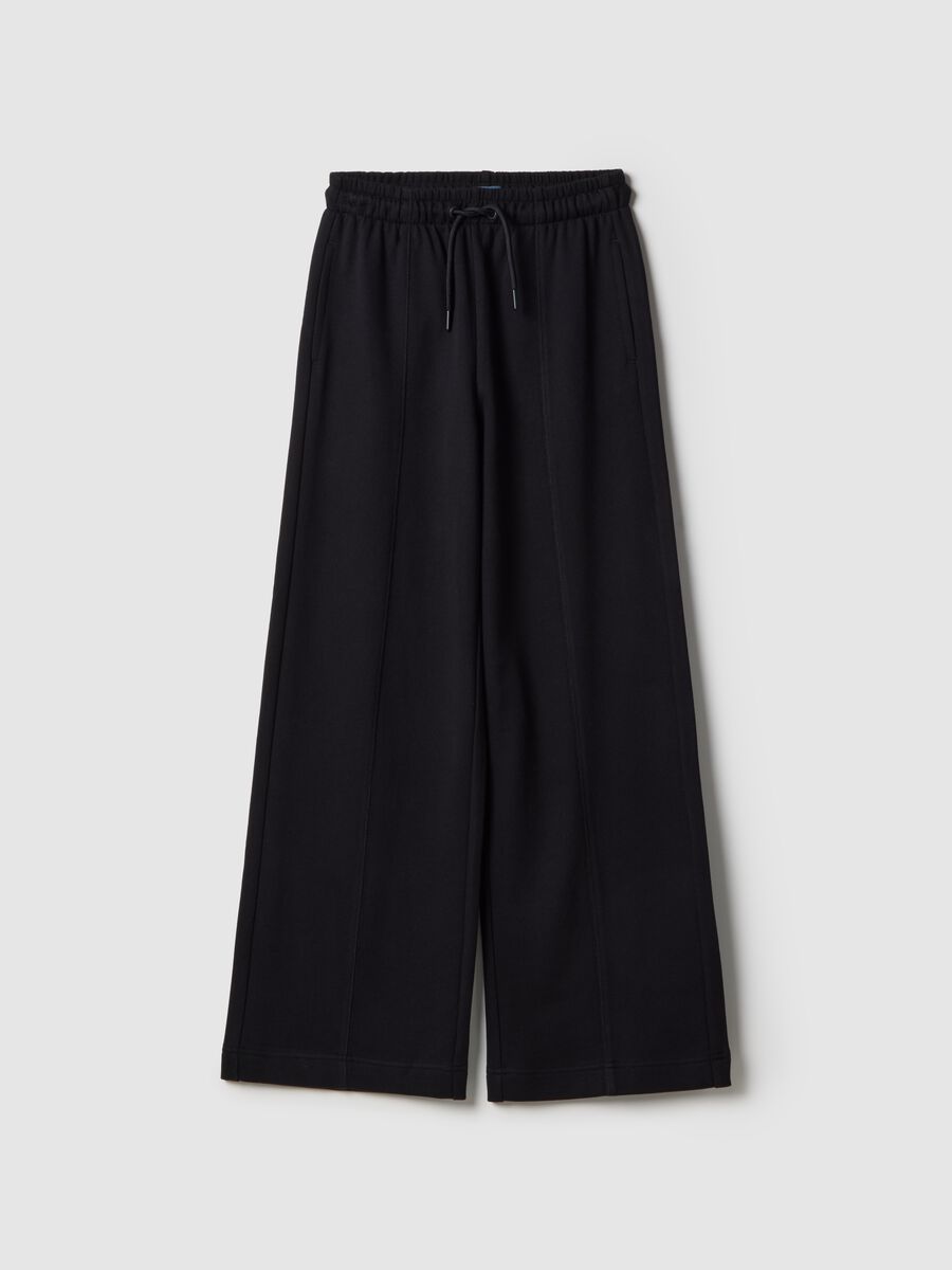 Girls' Black Culotte Trousers in Pure Cotton_0