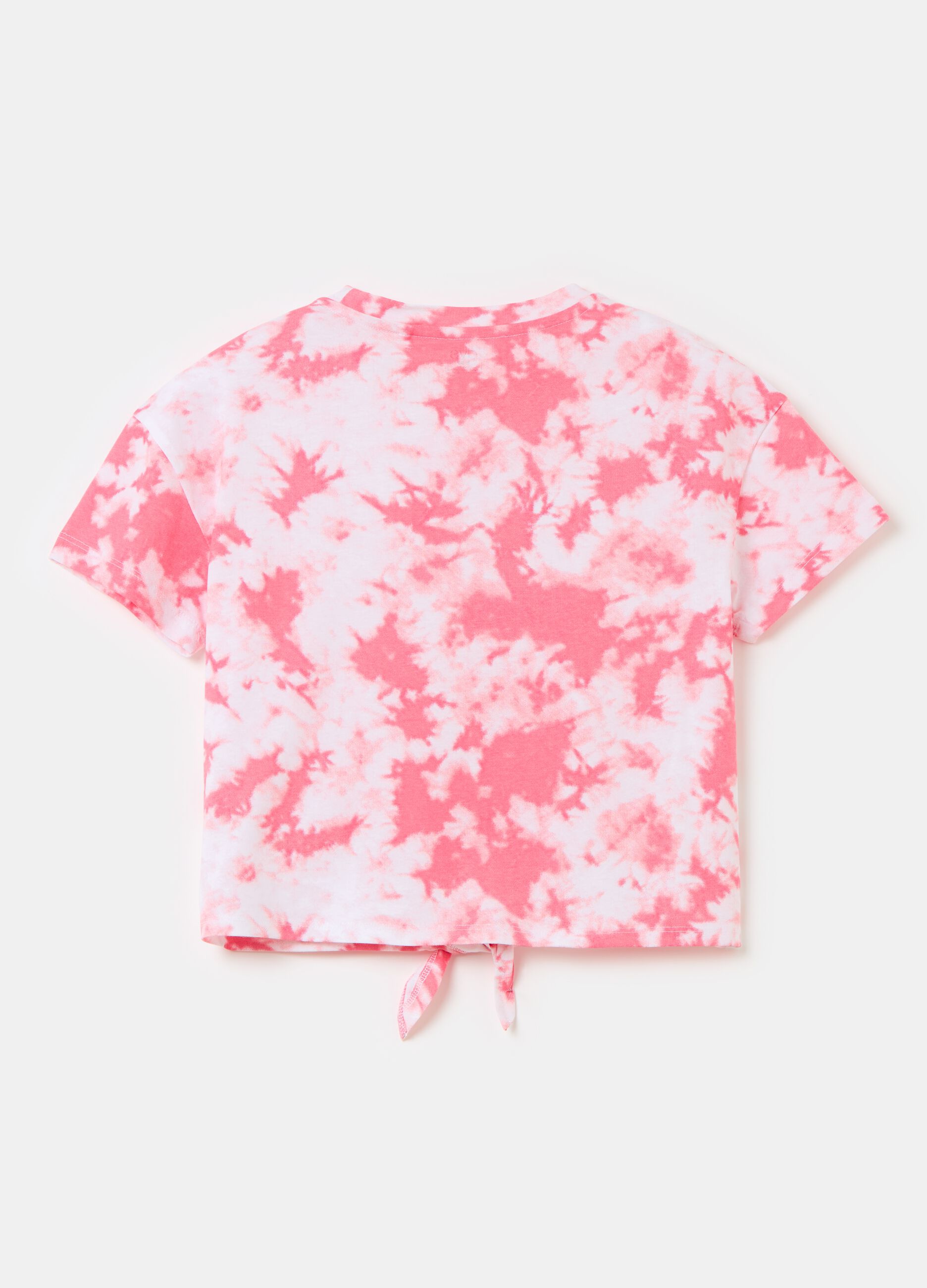 Tie-dye T-shirt with knot and print