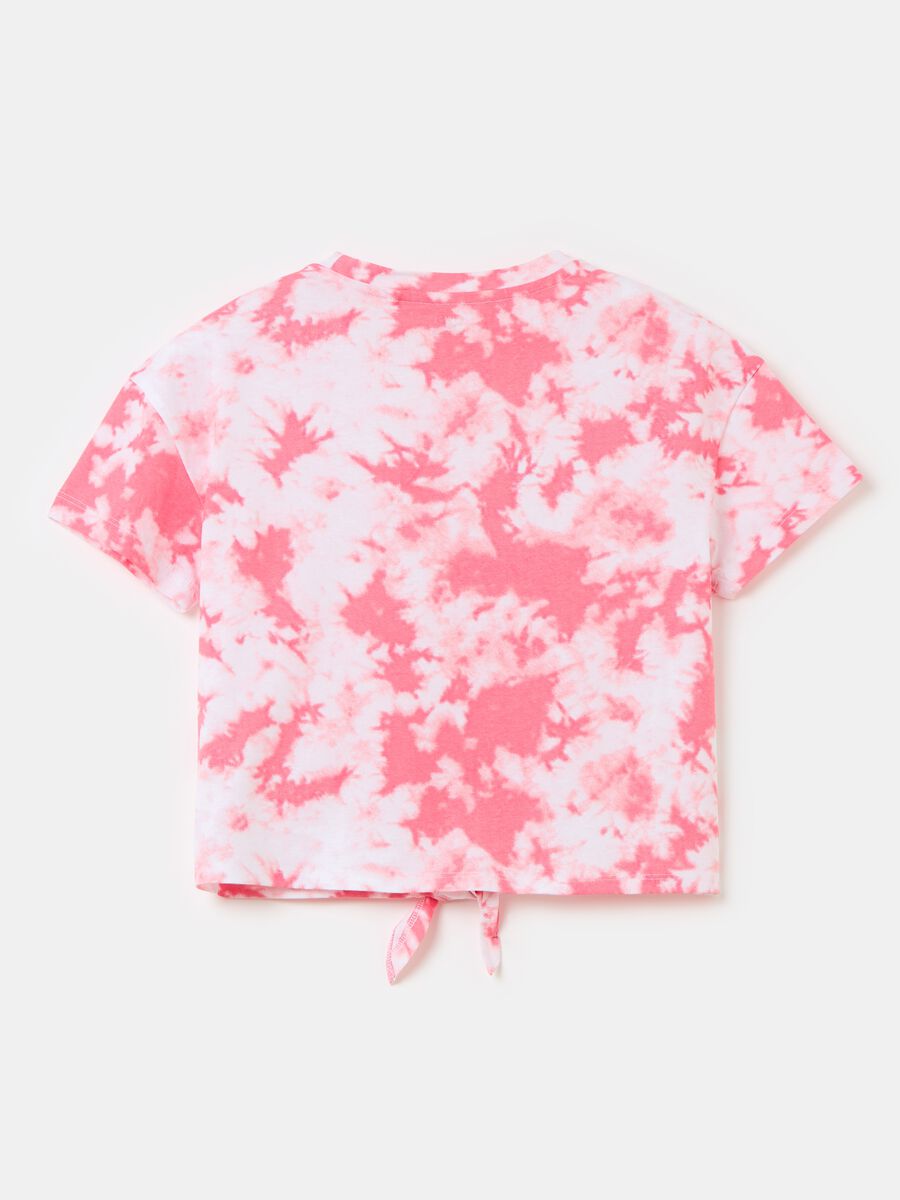 Tie-dye T-shirt with knot and print_1