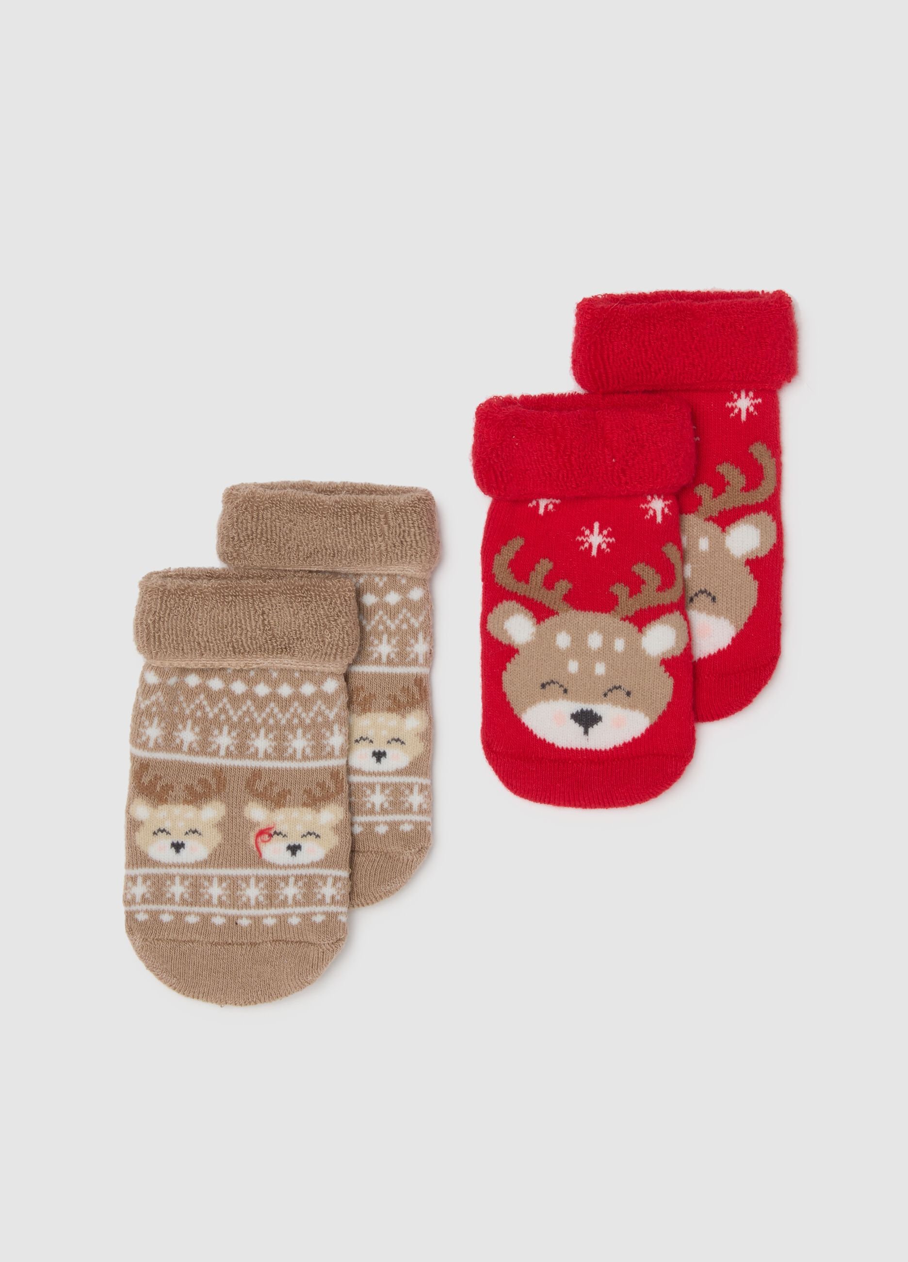Multicoloured Christmas Baby Socks Pack in Cotton Blend