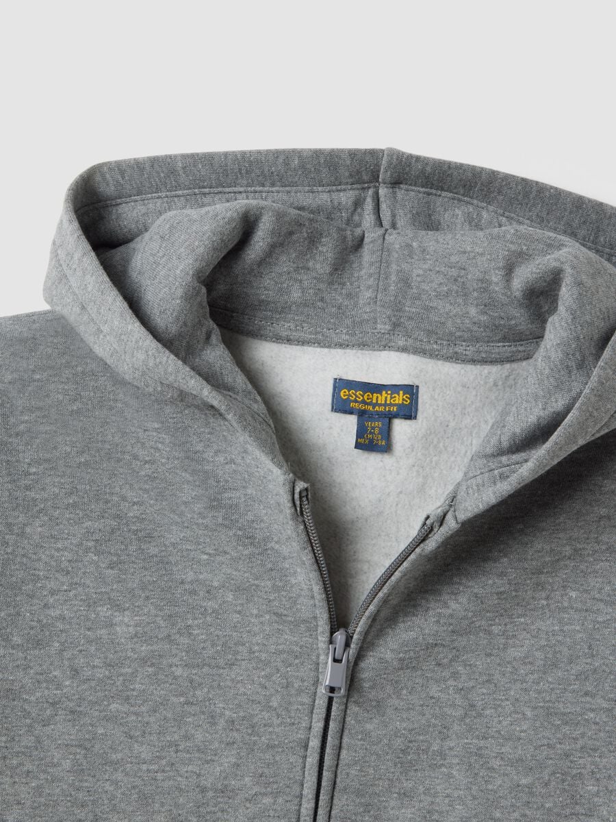 Grey marl sweatshirt in pure organic cotton with crew neck_2