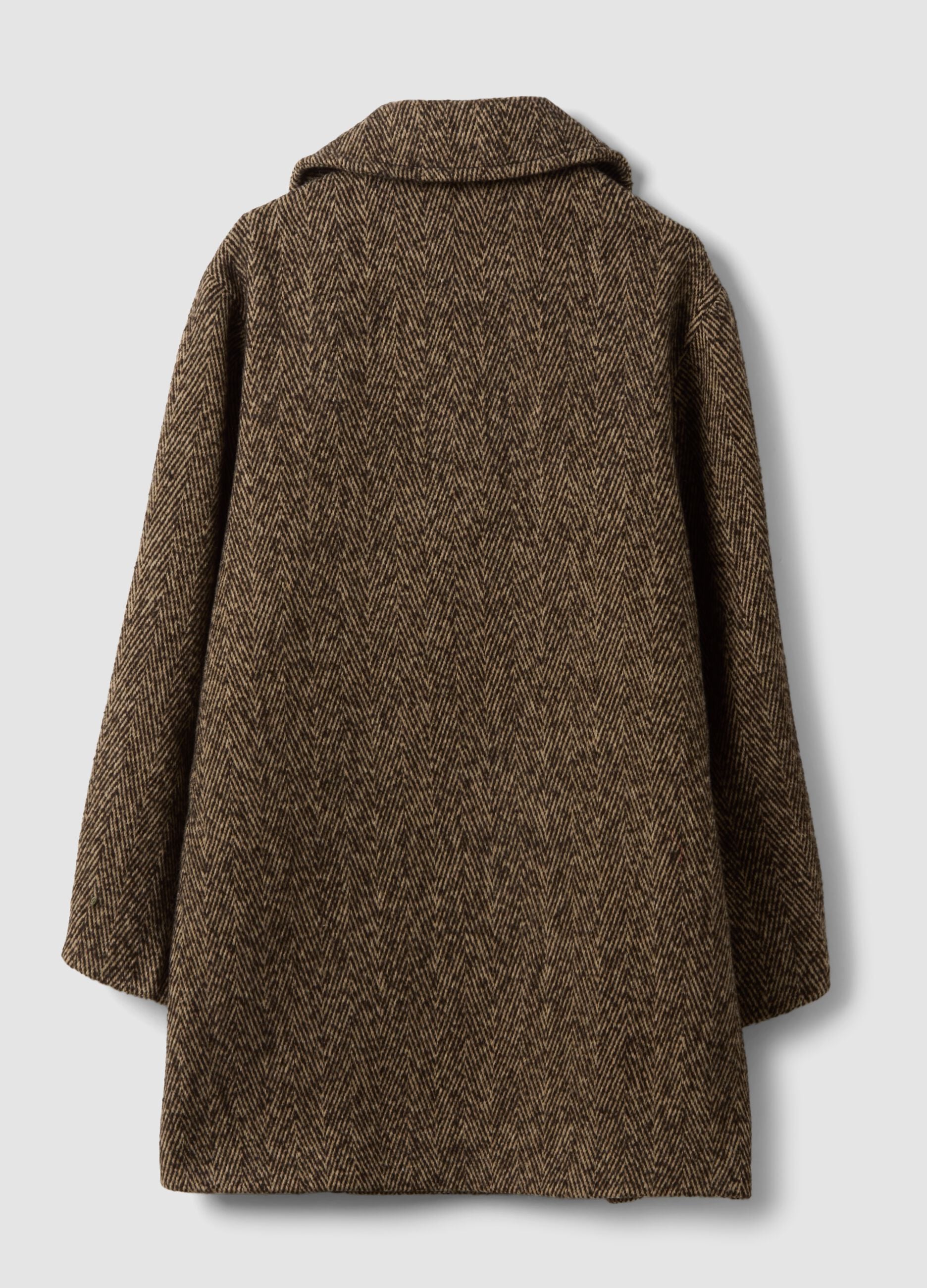Cappotto marrone e beige in misto lana e viscosa