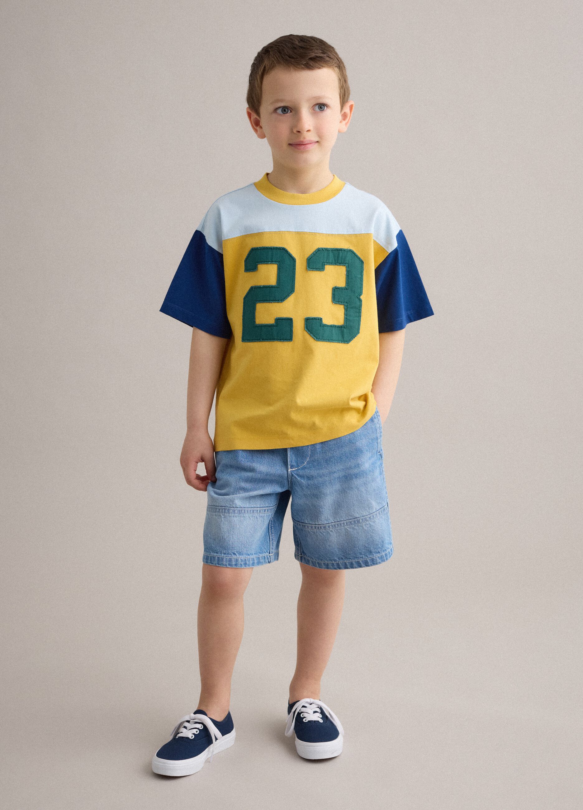 Pure cotton denim shorts, baggy fit