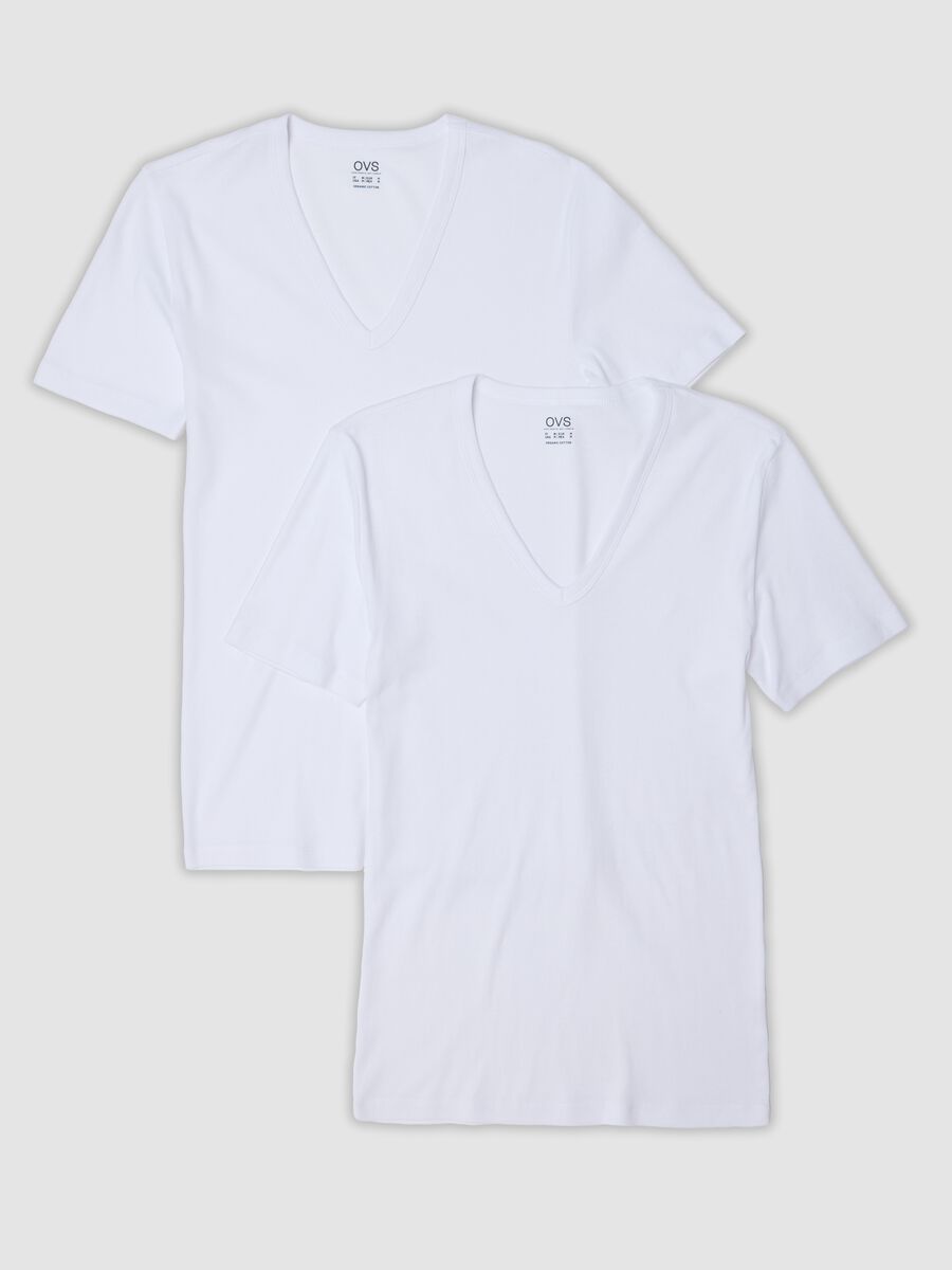 2-pack of white organic cotton T-shirts with deep V-neck_4