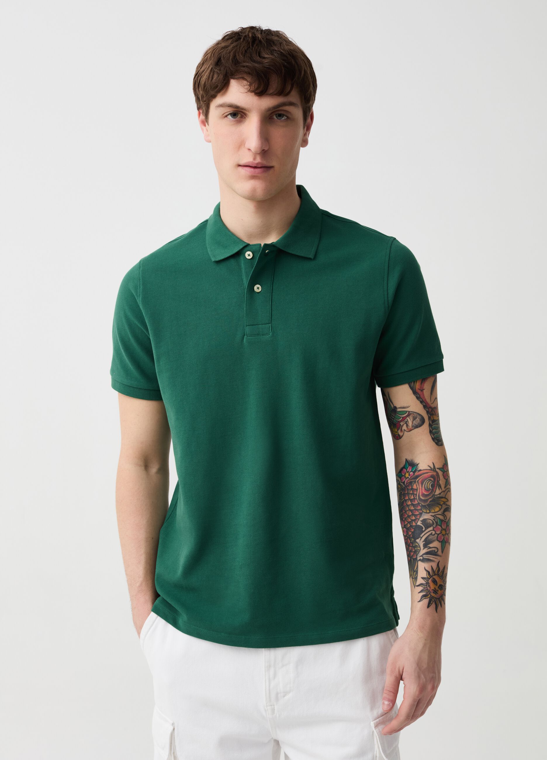 Organic cotton pique polo shirt