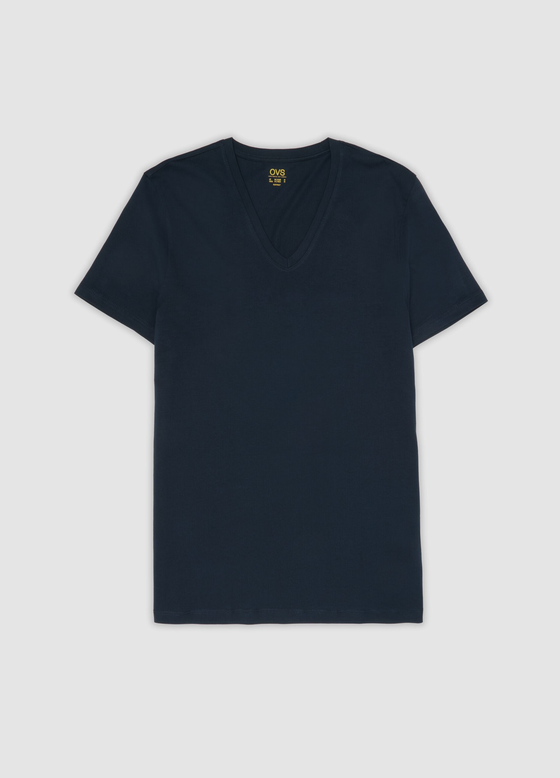 Blue pure Supima cotton V-neck T-shirt, regular fit