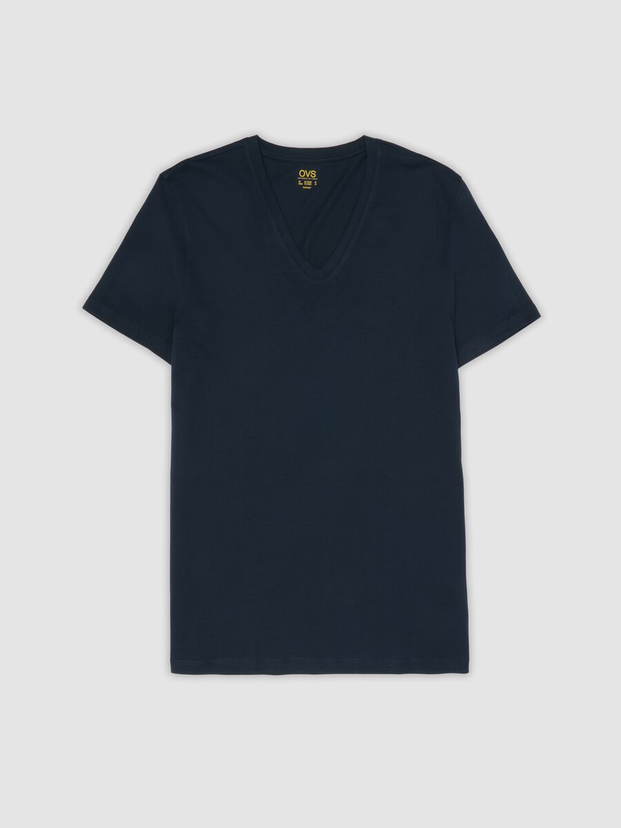 Blaues T-Shirt aus reiner Supima-Baumwolle mit V-Ausschnitt, Regular Fit_4