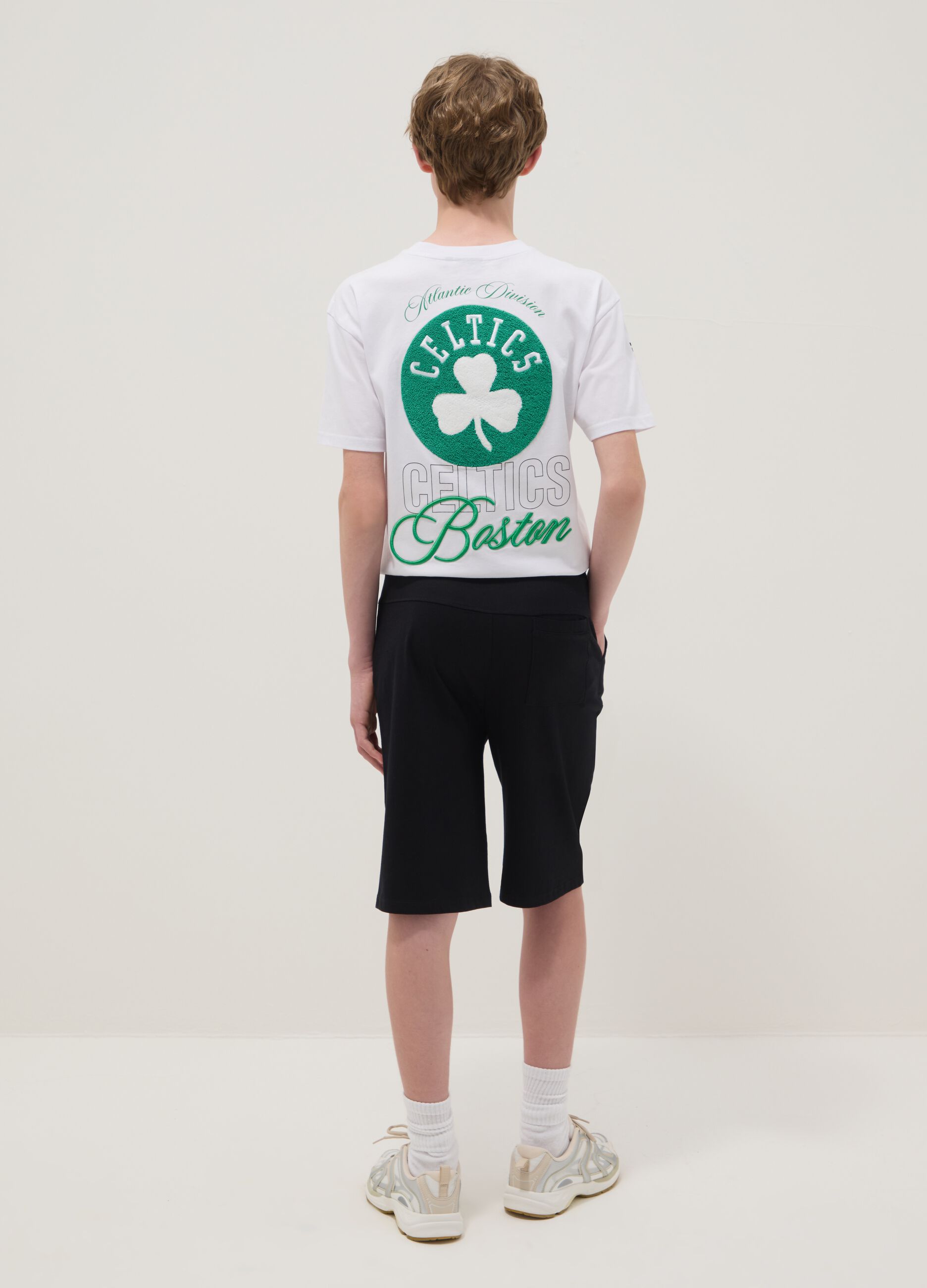 Blue organic cotton shorts with elasticated waist