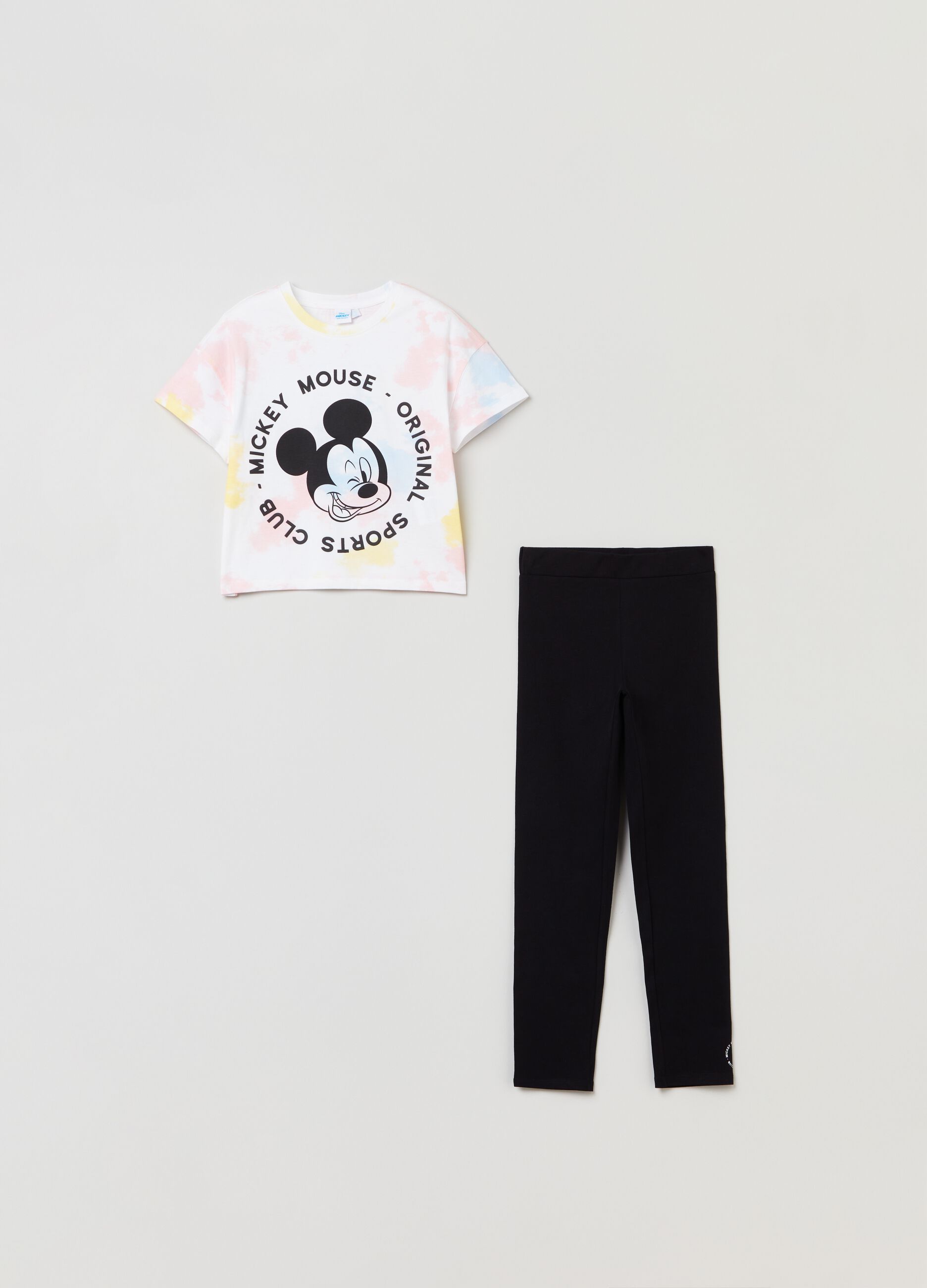 Jogging set with tie-dye T-shirt and Disney Mickey Mouse leggings