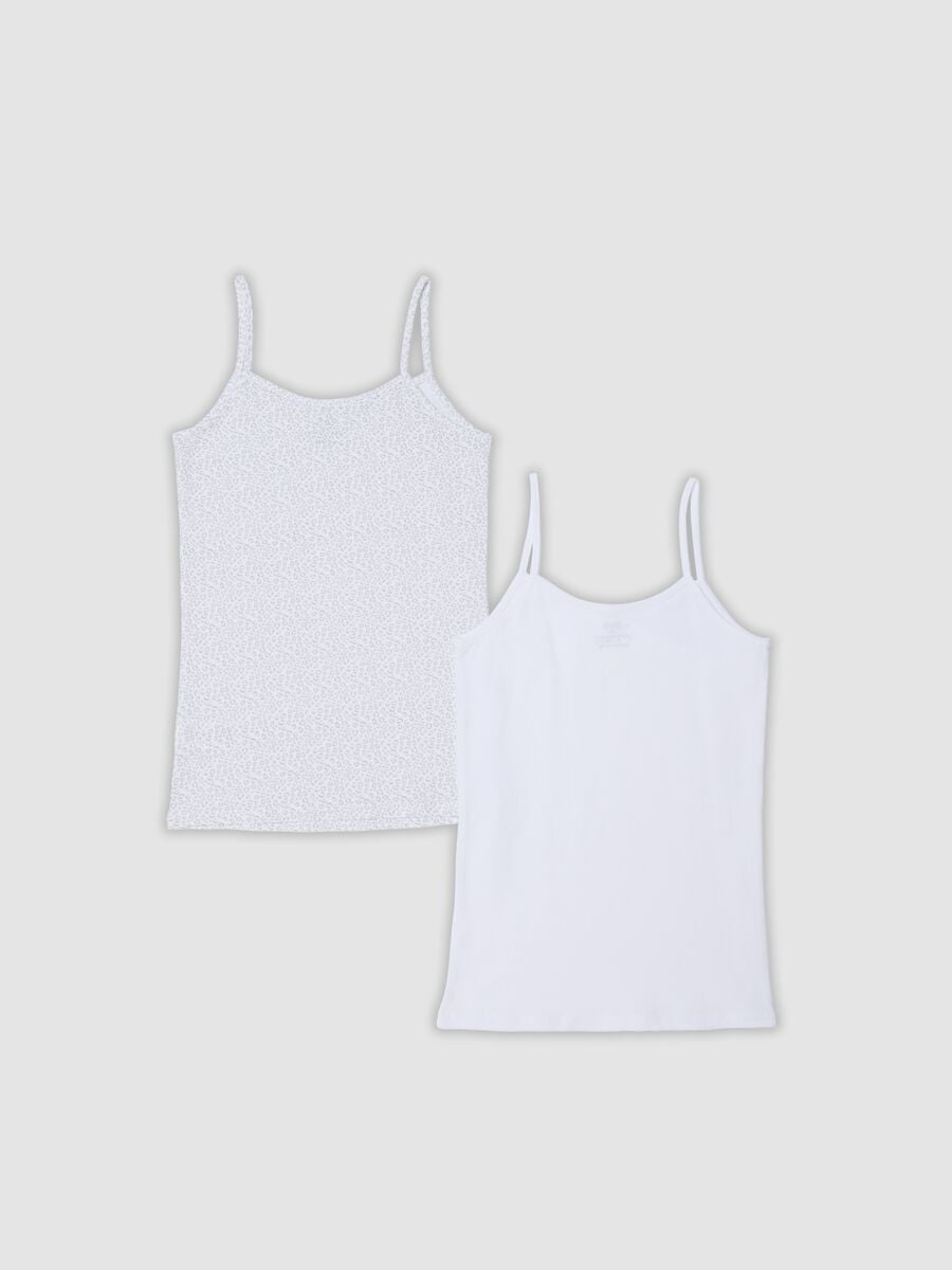 Bipack di canotte bianche in cotone organico elasticizzato per bambina_1
