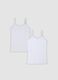 Bipack di canotte bianche in cotone organico elasticizzato per bambina_1