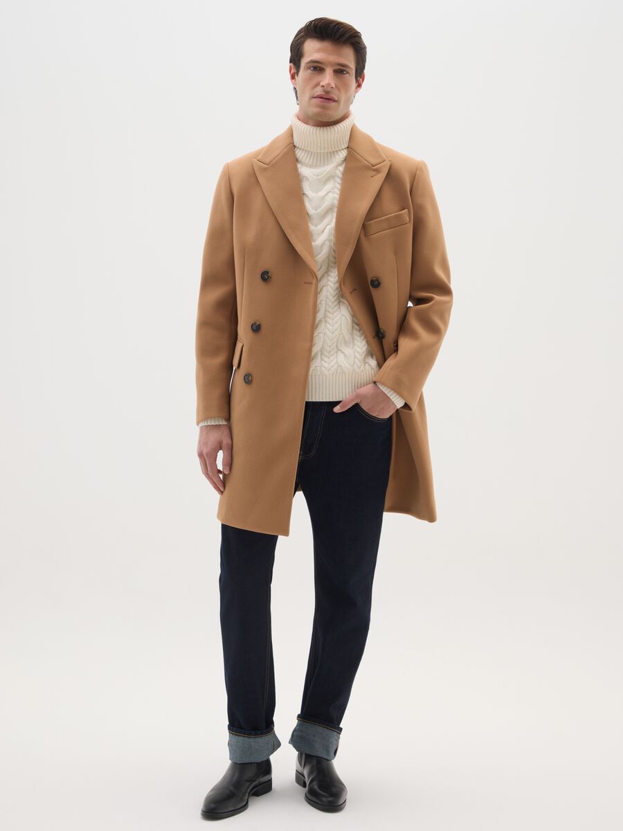 Elegant brown regular fit coat with buttons_2