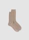 Beige gerippte Socken aus elastischer Viskose_0