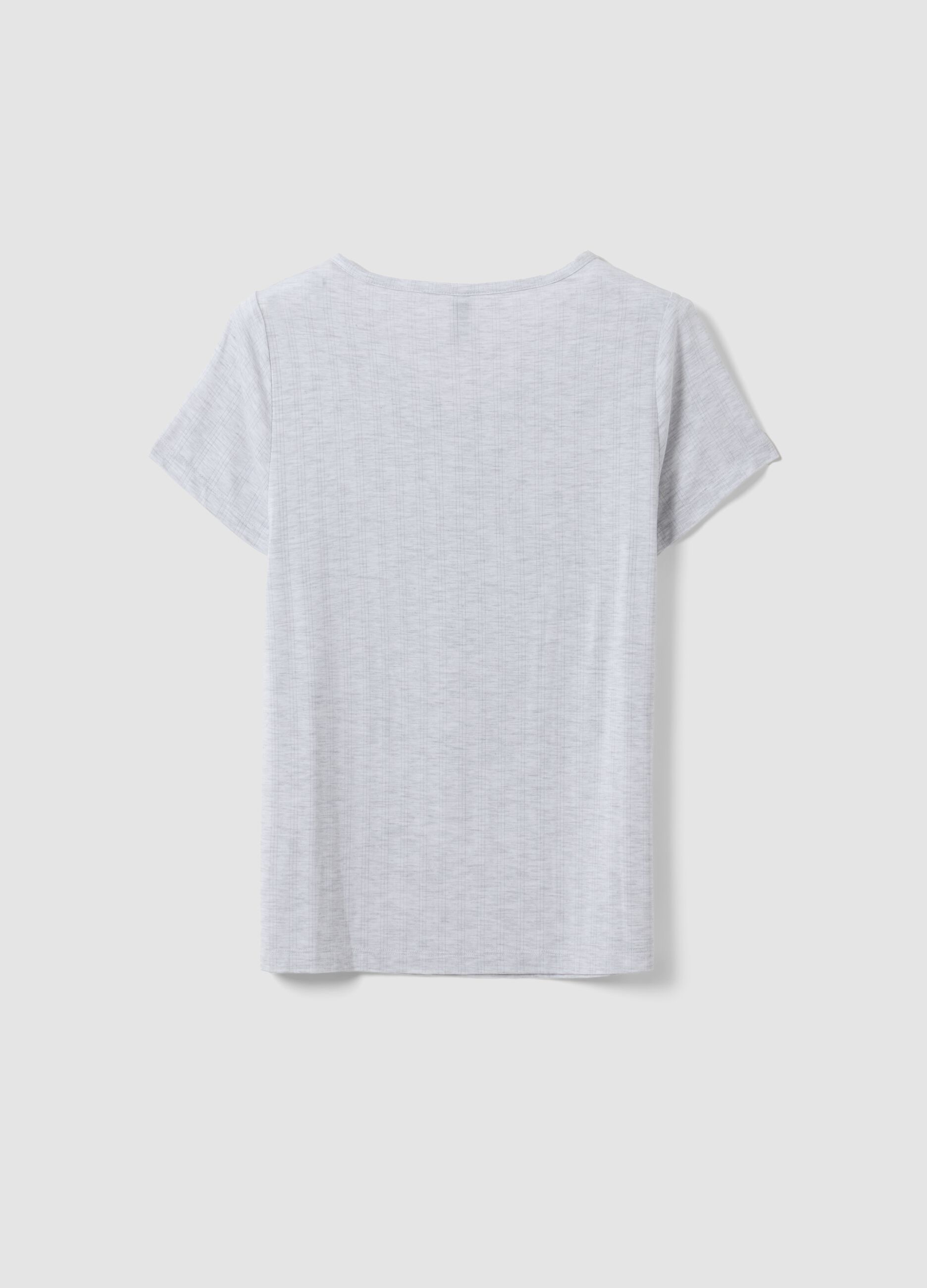 Grey stretch viscose V-neck pyjama top