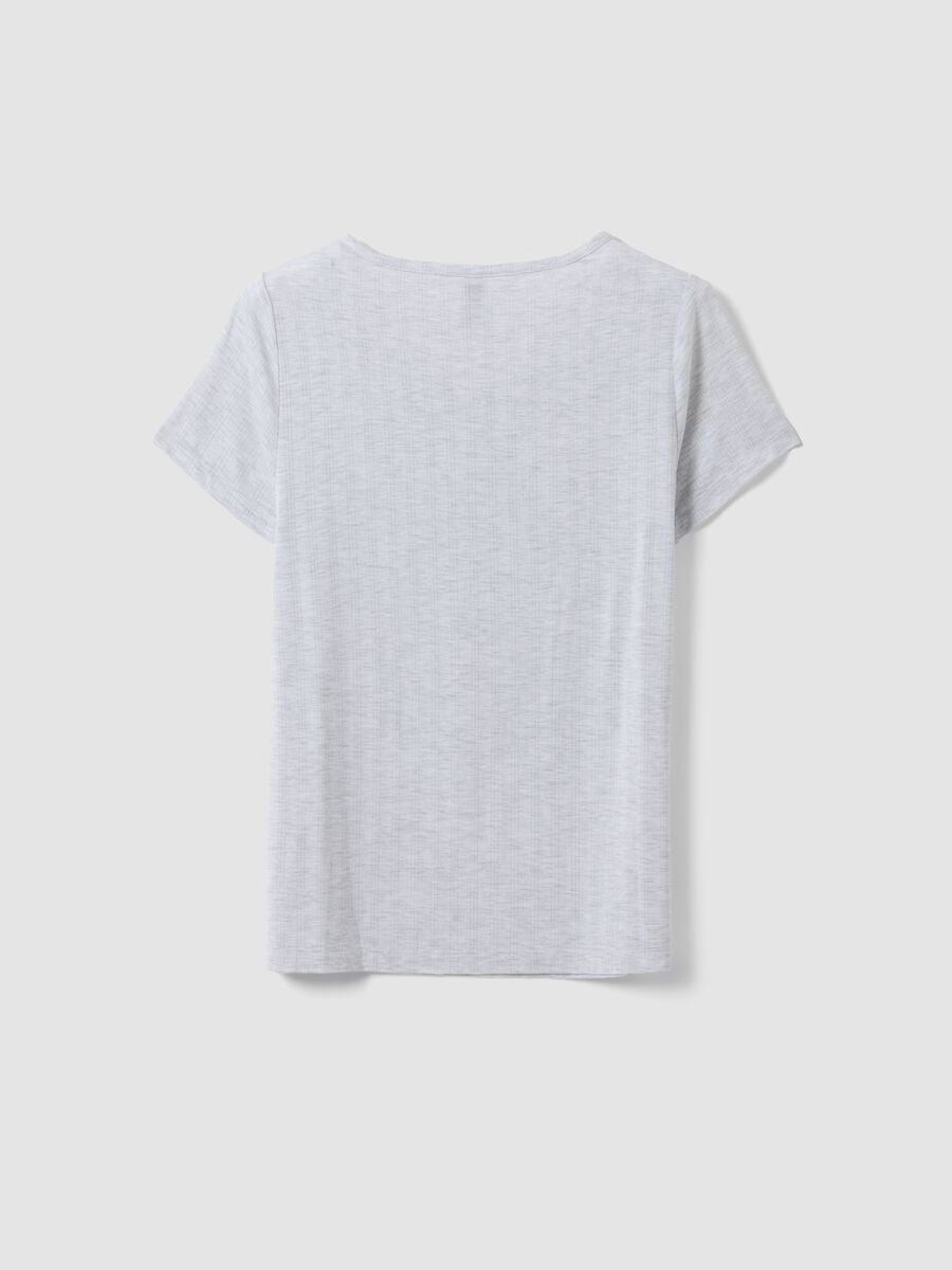 Grey stretch viscose V-neck pyjama top_6