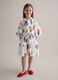 Vestido blanco de ni&ntilde;a de algod&oacute;n puro con estampado floral, corte regular_1