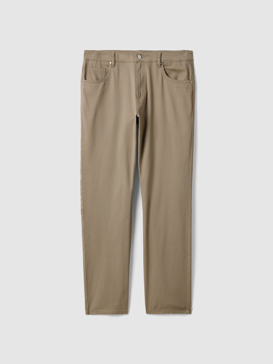 Regular fit beige cotton stretch trousers_4