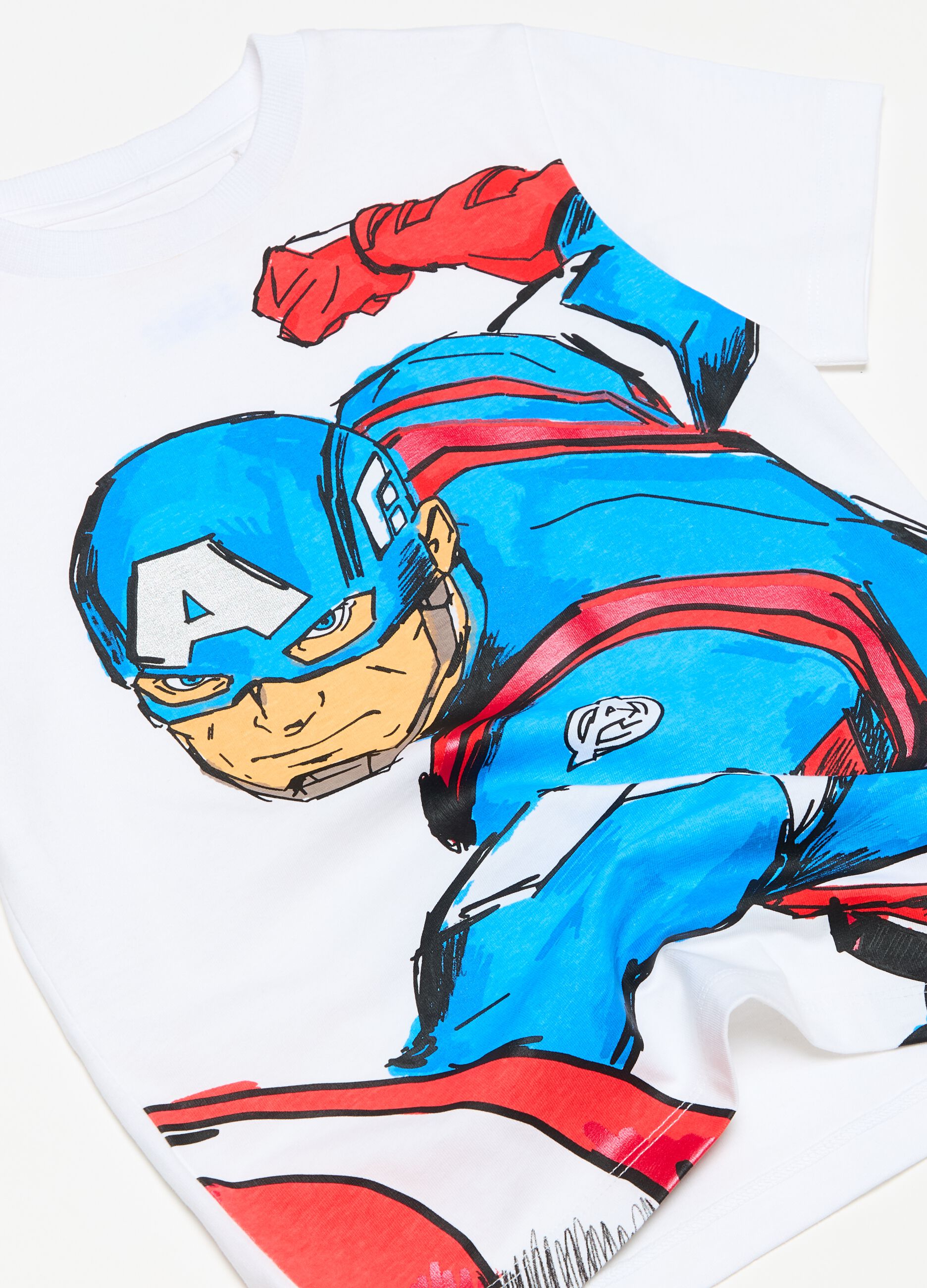 Camiseta de algodón estampado Capitán América