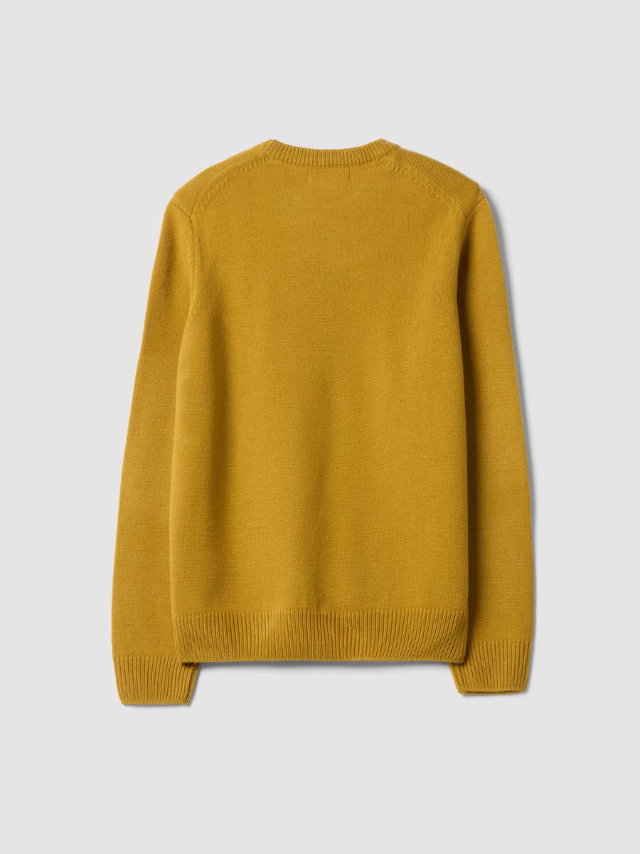 Mustard yellow regular-fit crew-neck knitted jersey jumper_2
