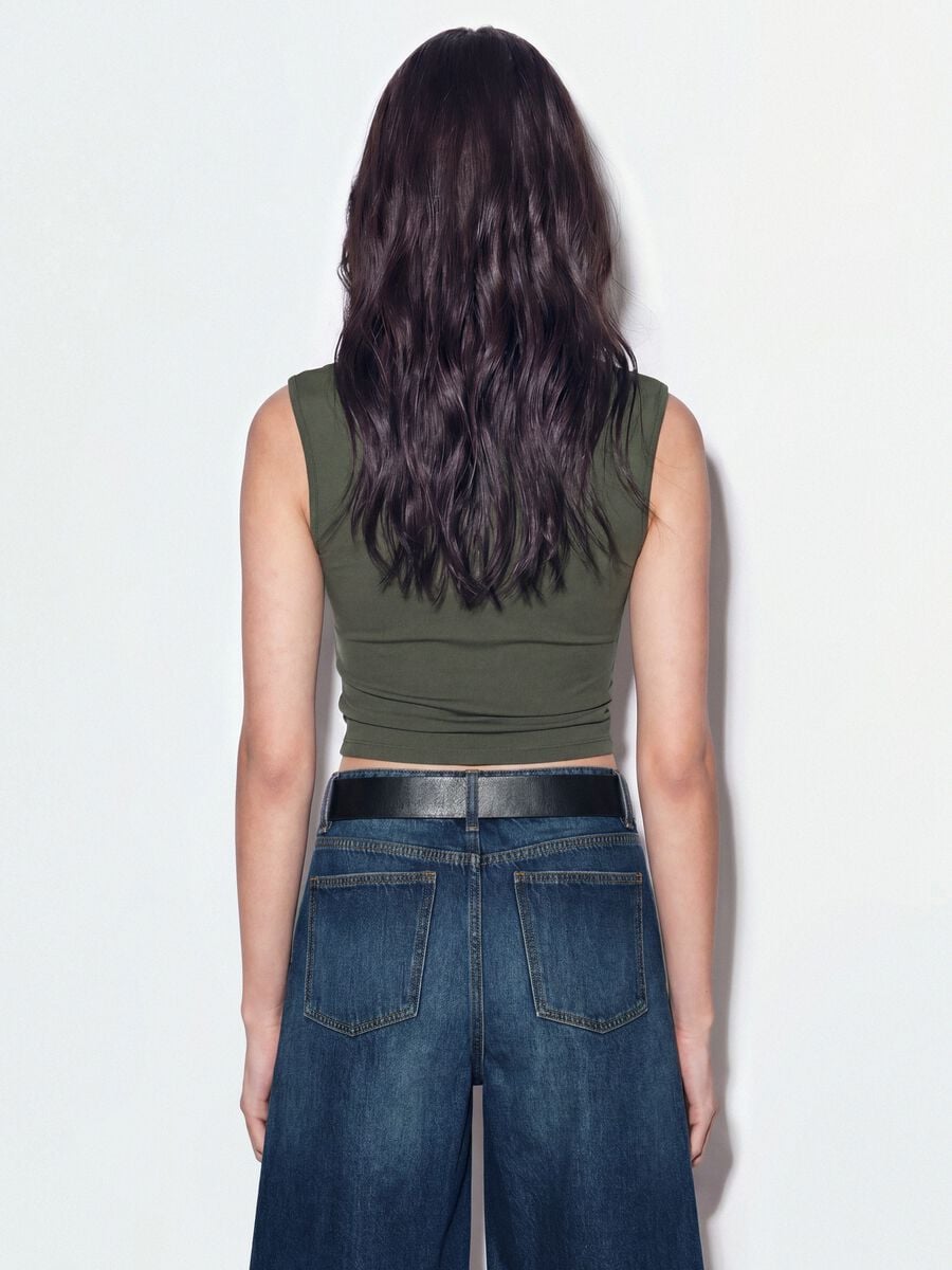 Green stretch tank top with side ruching_2