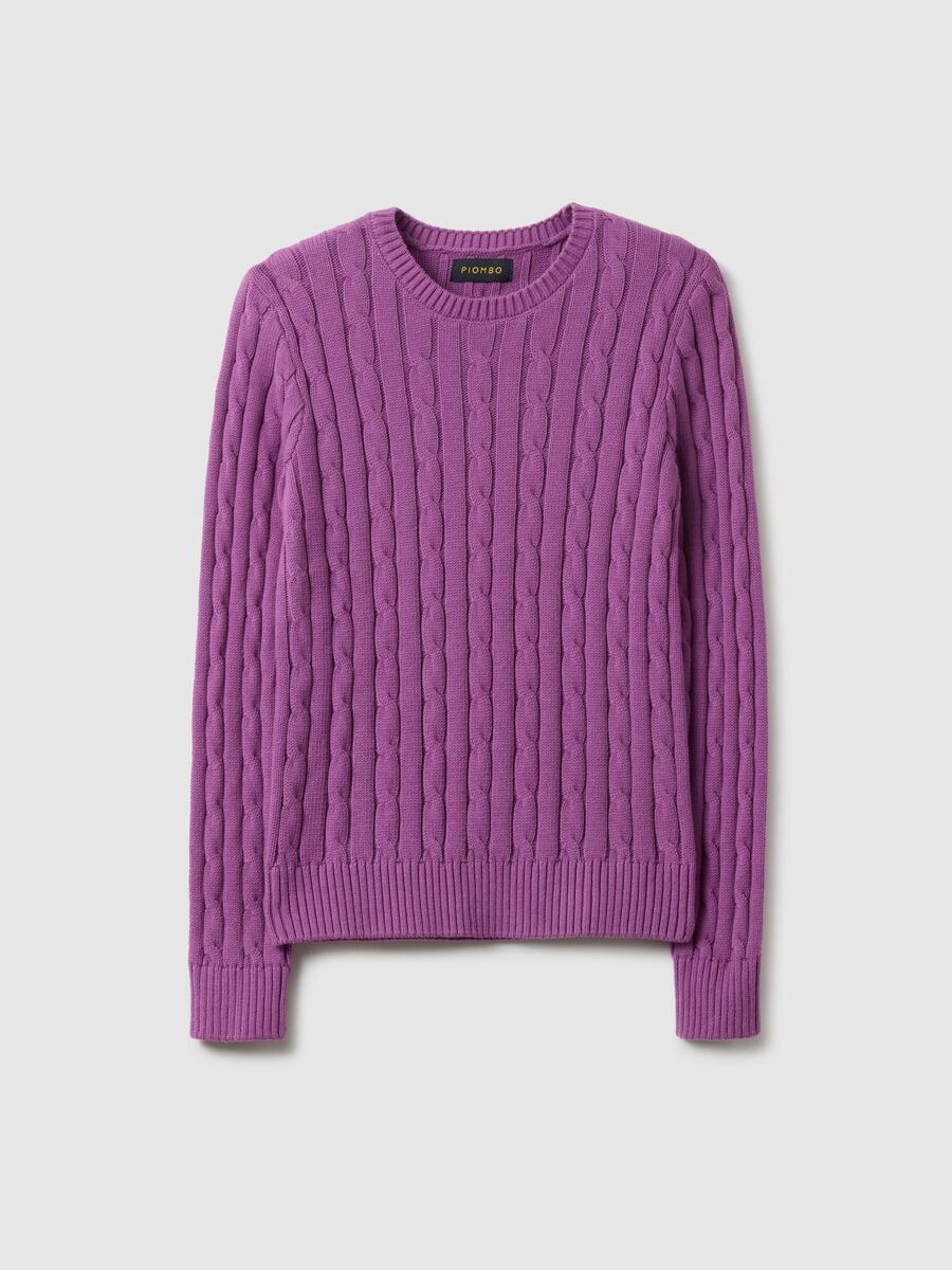 Purple pure cotton regular fit cable knit jumper_0