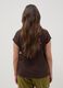 Brown pure cotton V-neck regular fit T-shirt_3