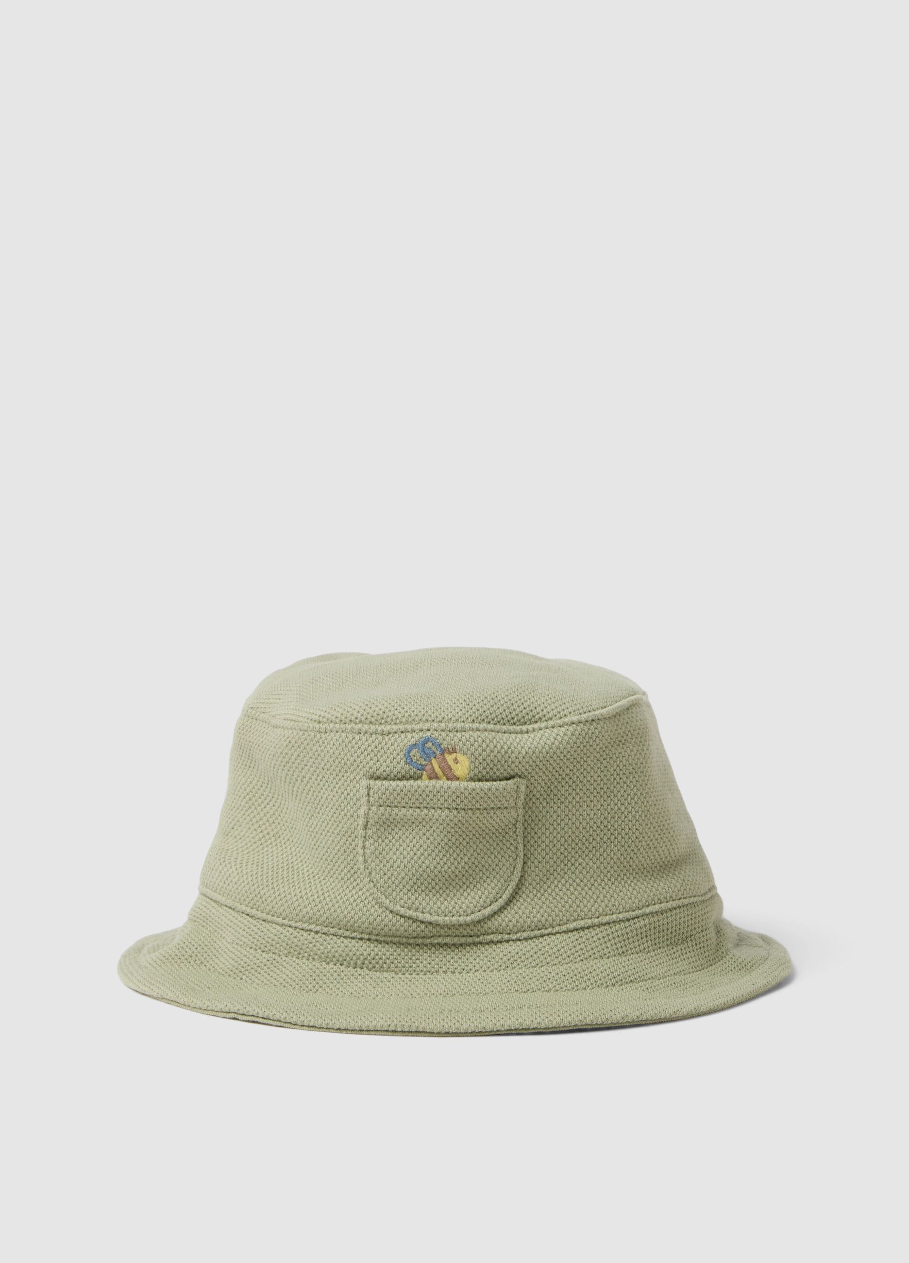 Green organic cotton bucket hat for baby